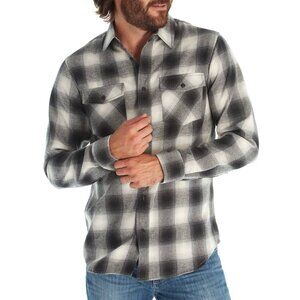 PX Mens Black N White Plaid Flannel Long Sleeve Button Up Western Small New